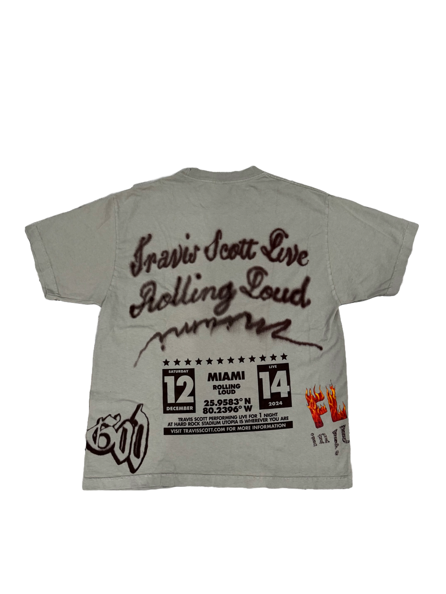 Utopia Rolling Loud Flame Tee Travis Scott merch poster