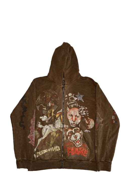 Utopia Europe Brown Zip Up Hoodie